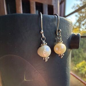 Dainty Freshwater Pearl Drop Earrings Stainless Steel Ear Wire